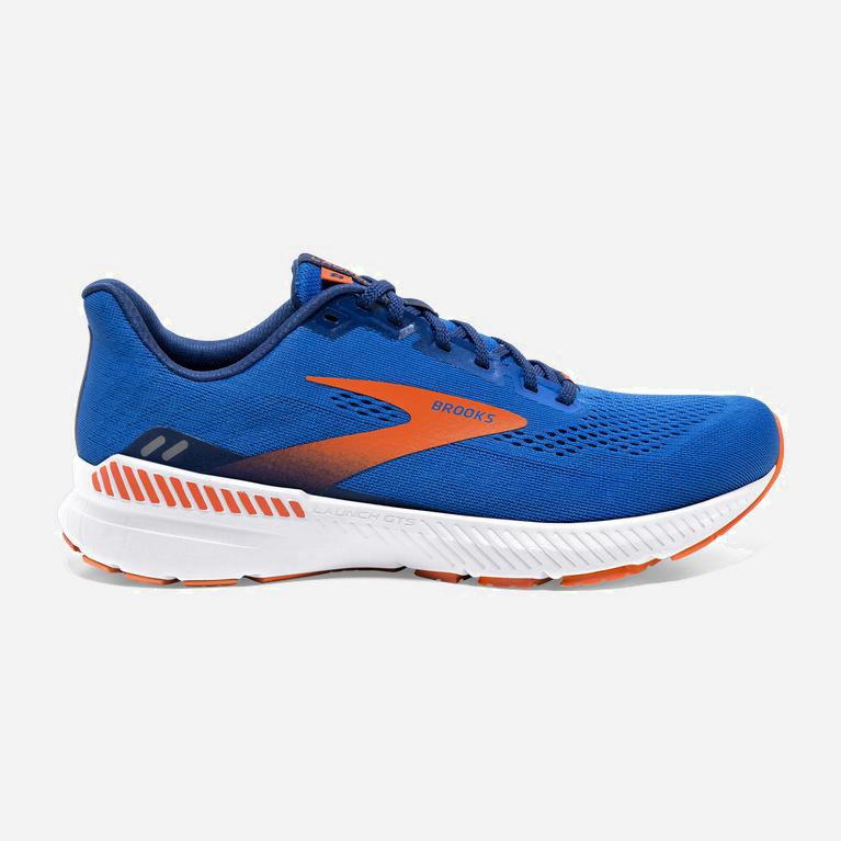 Brooks Men's Launch Gts 8 Energy Return Road Running Shoes Singapore - Blue/Orange/White (24537-ZMSD